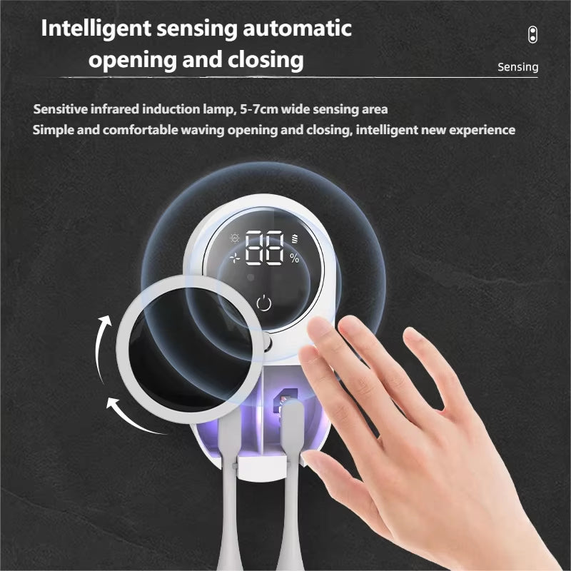 Wireless Electric Toothbrush Sterilizer UV Portable Rechargeable Wall Mounted Toothbrush Dryer for Oral Hygiene