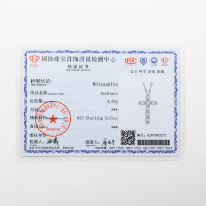 Anujewel 4MM 2.1 Carat D Color Moissanite Diamond Cross Pendant Necklace 925 Sterling Silver 18K Gold Plated Customs Jewelry