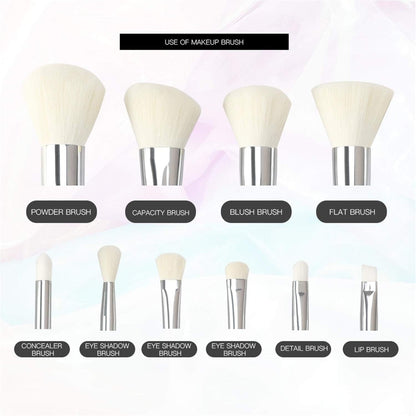 Makeup Brushes Crystal Handle Set,  10 PCS Crystal Transparent Handle Kabuki Powder Foundation Brush Concealer Eye Shadow Eyeliner Eyebrow Brush (Green) (White)